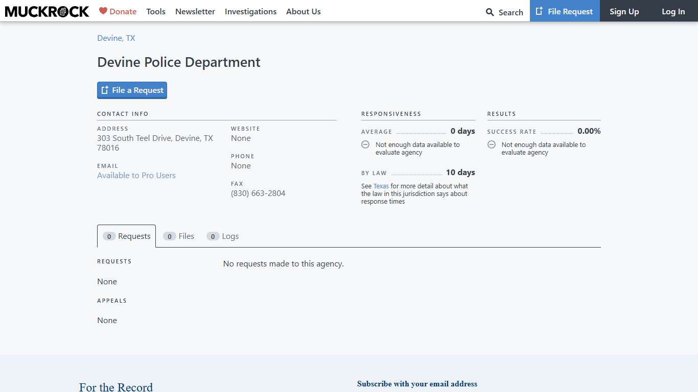 Devine Police Department • MuckRock