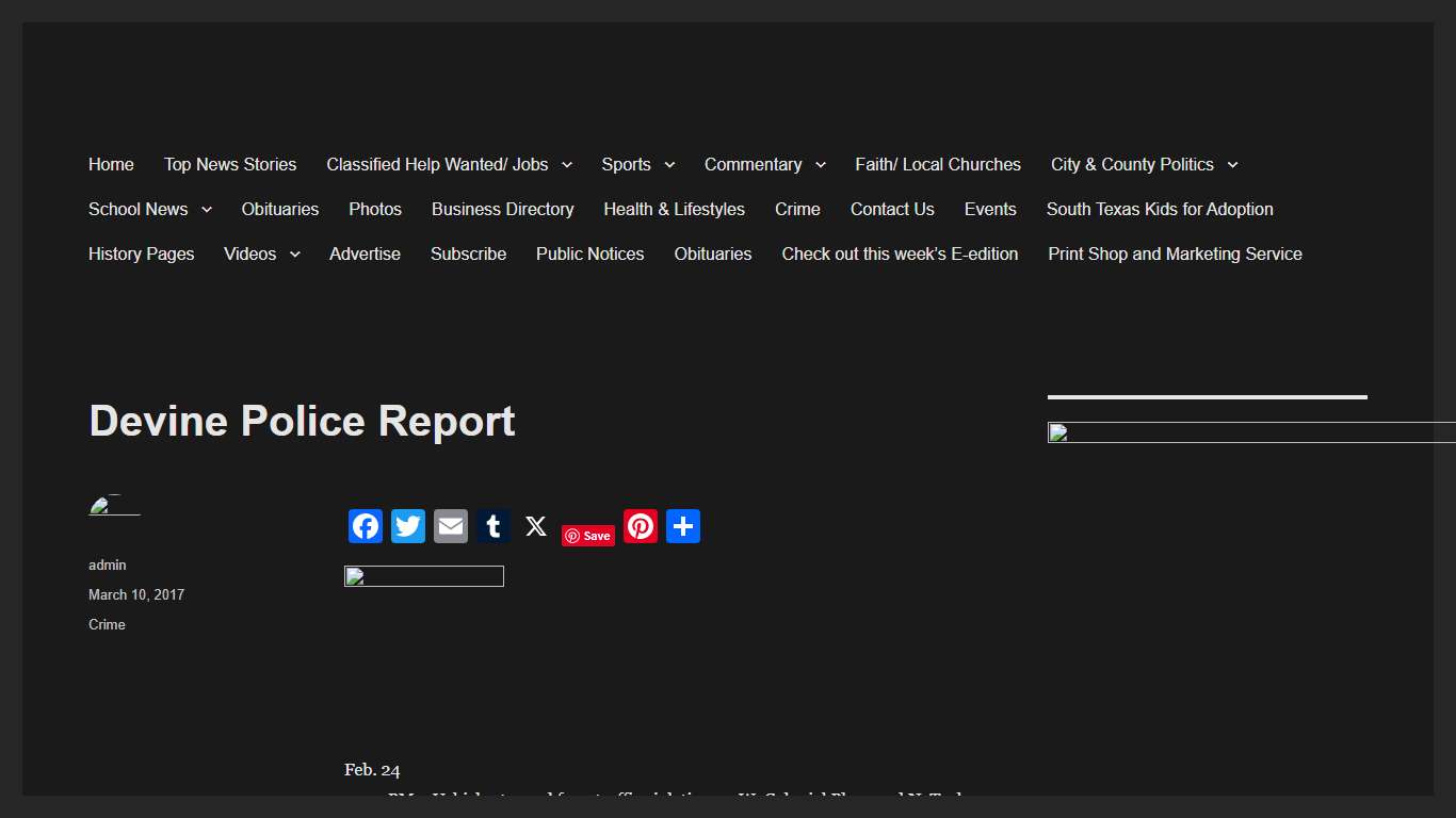 Devine Police Report – The Devine News